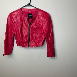 Leather crop jacket